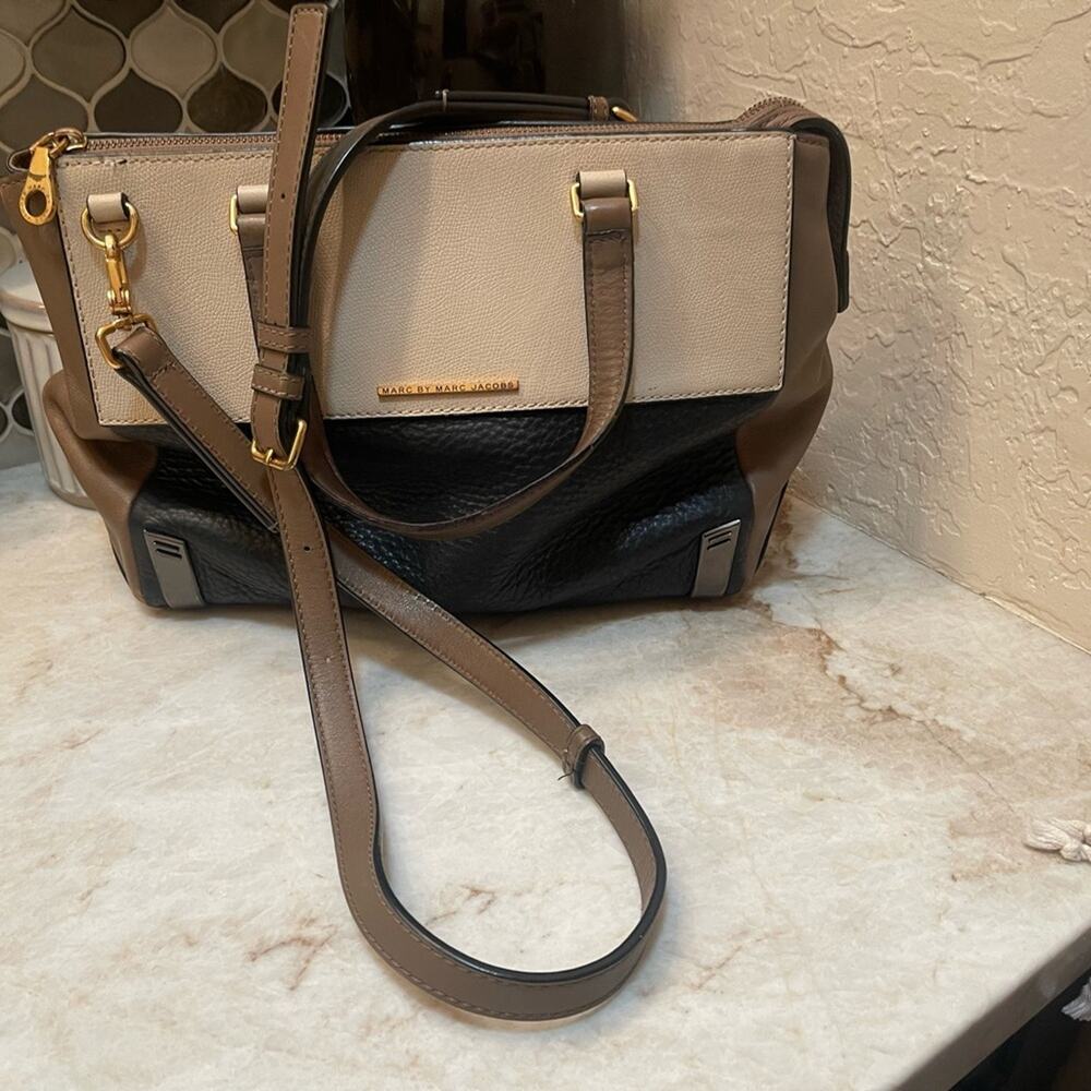 Marc by Marc Jacobs sheltered island satchel Black, Cream, and Brown Satchel